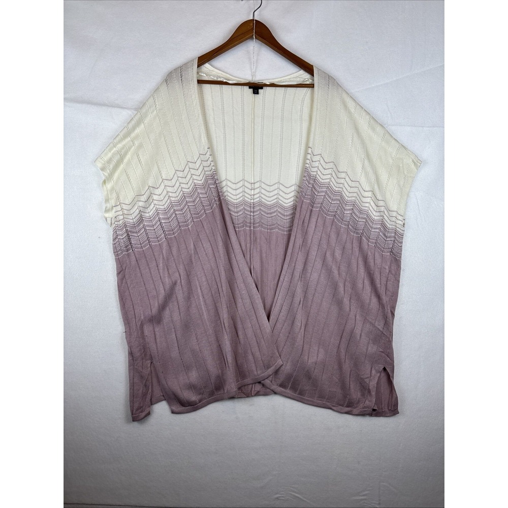 Torrid Cardigan Womens 1/2 Ivory Pink Poncho Sweater Short Sleeves Open Front